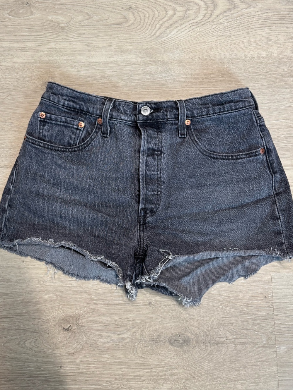Levi’s 501 High Waisted Cutoff Shorts - Washed Black